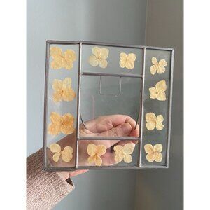 Pressed Hydrangeas Flower Glass & Metal Photo Frame 3x3